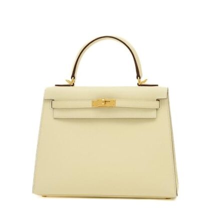 SAC HERMES KELLY 25 EN CUIR EPSOM IVOIRE ÉCRU