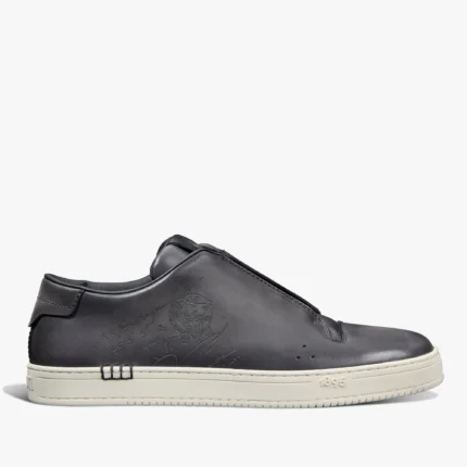 SNEAKER BERLUTI PLAYTIME EN CUIR DE VEAU VENEZIA SCRITTO EN LIGHT ALUMINIUM