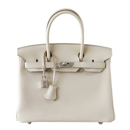 SAC A MAIN HERMES BIRKIN 30 CM EN CUIR TOGO BLANC