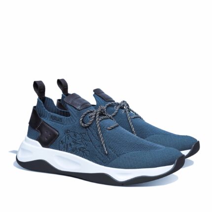 SNEAKER BERLUTI SHADOW EN MAILLE ET CUIR EN NUANCES DE BLEU