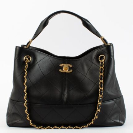 SAC CABAS CHANEL EN CUIR NOIR