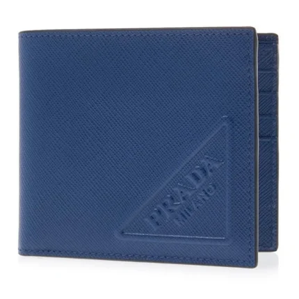 PORTEFEUILLE-MINI PRADA SAFFIANO EN BLEU