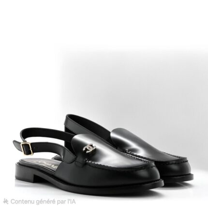 MOCASSINS A BRIDE ARRIERE CHANEL EN NOIR