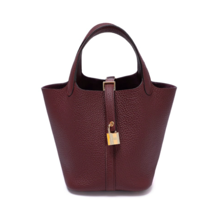 SAC HERMES EN CUIR PICOTIN EN BURGUNDY