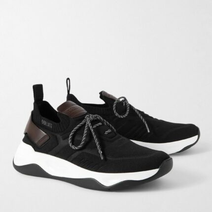 BASKETS BERLUTI SHADOW VENEZIA EN MAILLE STRETCH CUIR EN NOIR