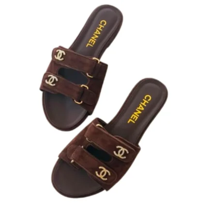 SANDALES CHANEL A SCRATCH EN DAIM BEIGE MARRON