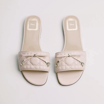 SANDALES DIOR CANNAGE EN CUIR D'AGNEAU BEIGE POUDRE