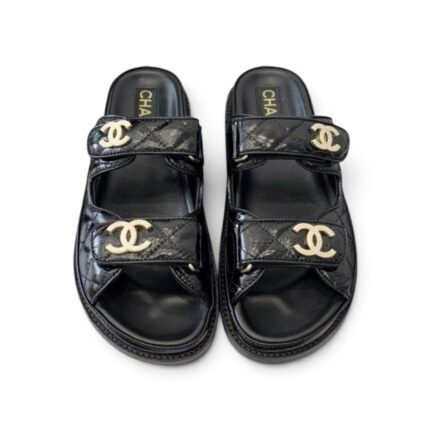 SANDALES CHANEL DAD A SCRATCH SANS BRIDE EN CUIR DE VEAU NOIR