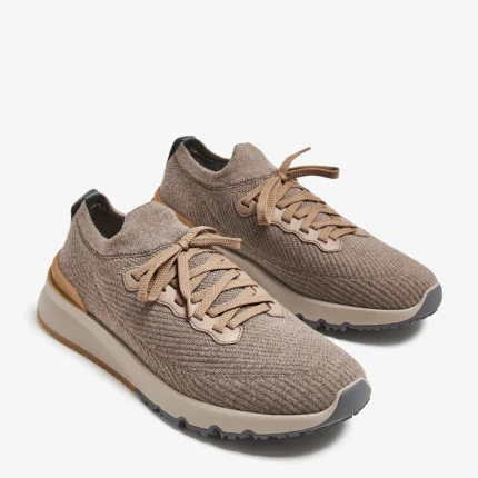 BASKETS BRUNELLO CUCINELLI EN MAILLE JACQUARD EN ETOUPE