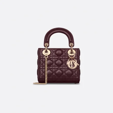 SAC MINI LADY DIOR EN BURGUNDY